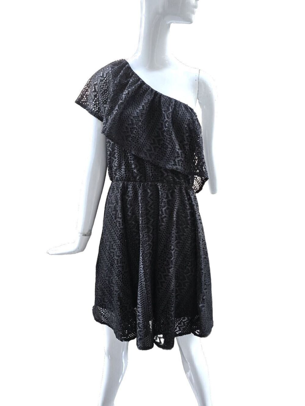 🎃 Molly Bracken Black Lace One Shoulder Dress L - Witch Vampire Costume Goth